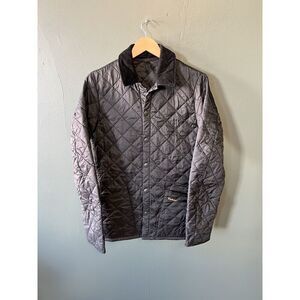 Barbour Jacket Men's XS Black Diamond Quilted Button Up Puffer Coat